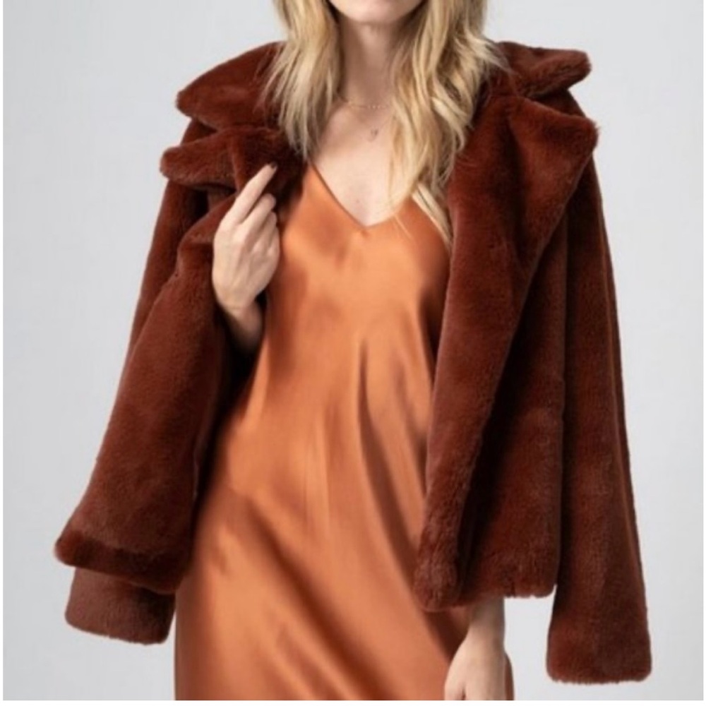Frame Brown Faux Fur Jacket